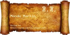 Mende Martin névjegykártya
